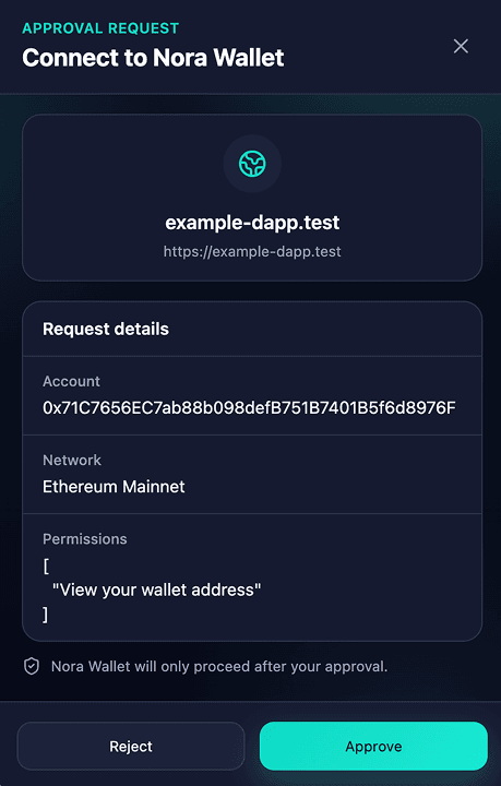 Nora Wallet application screen 11
