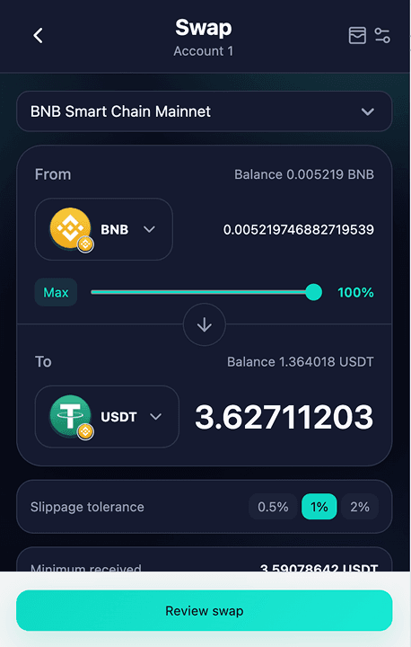 Nora Wallet application screen 4