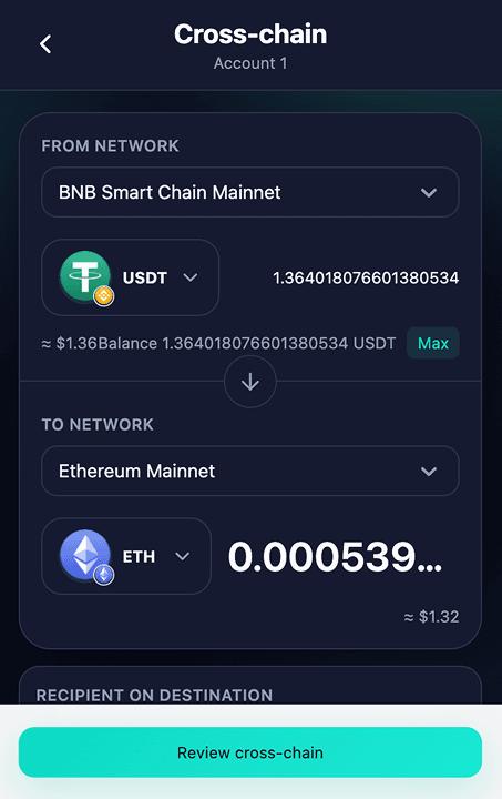 Nora Wallet application screen 5