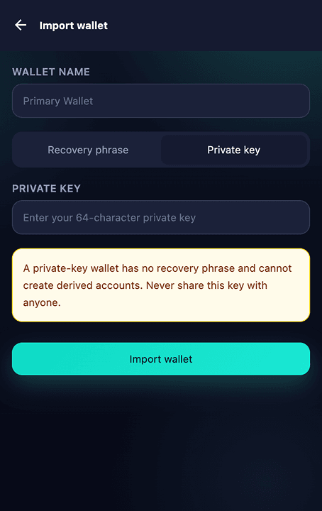 Nora Wallet application screen 8